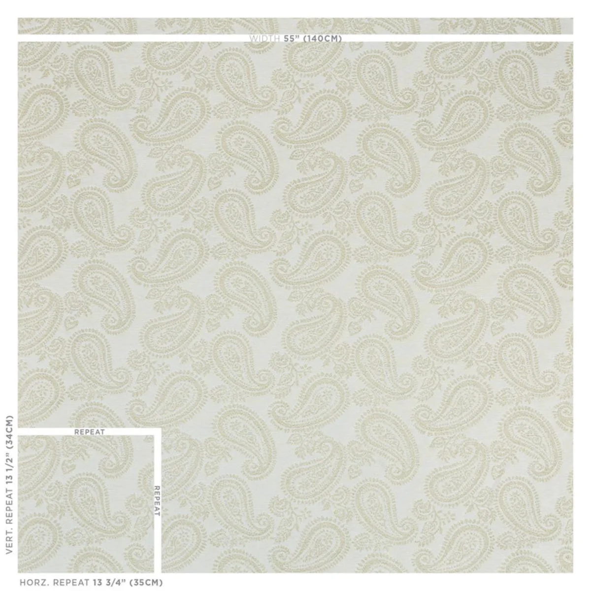 Schumacher 78720 Milena Paisley Natural fabric swatch