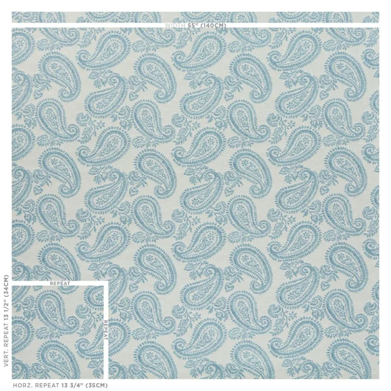 Schumacher 78721 Milena Paisley Sky fabric swatch