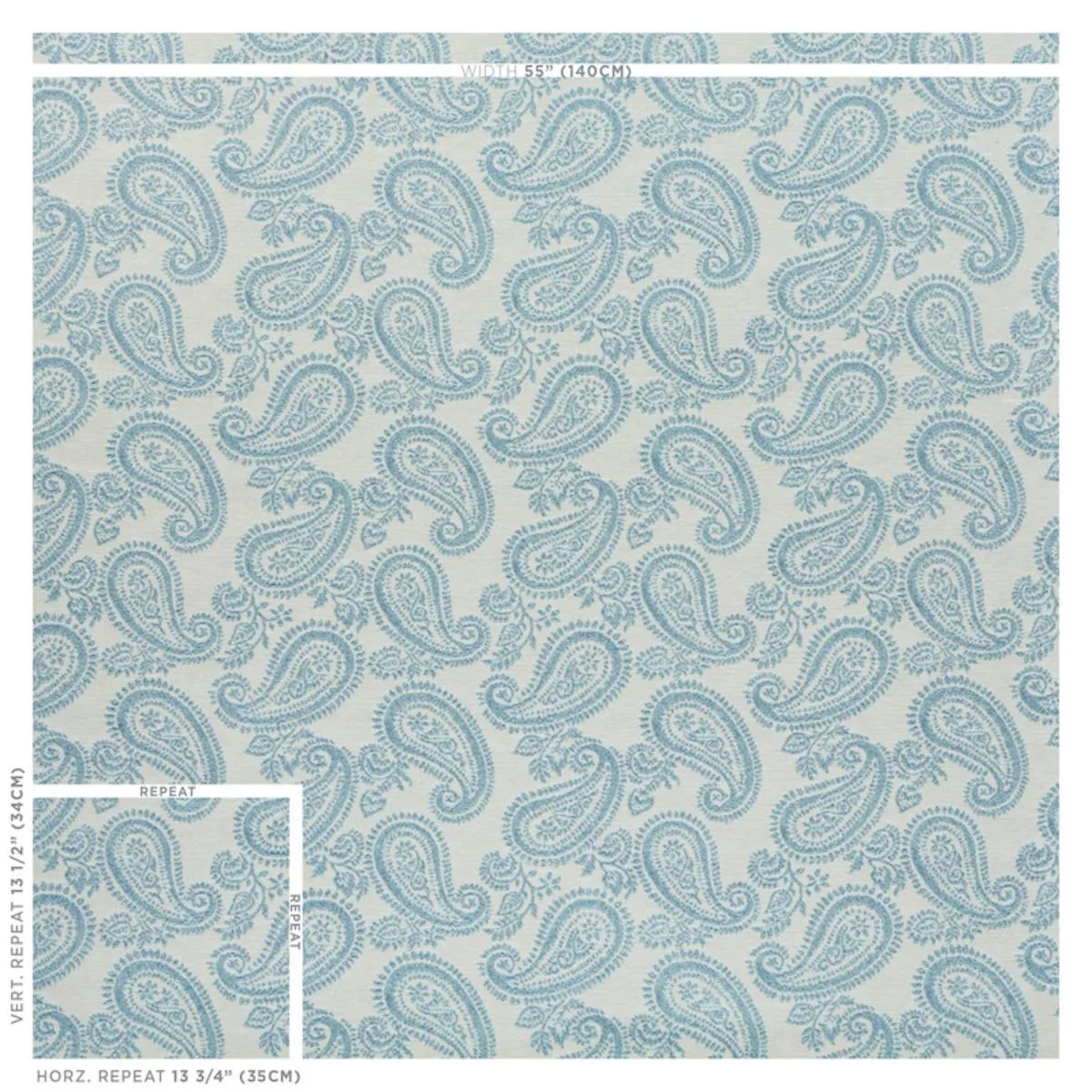 Schumacher 78721 Milena Paisley Sky fabric swatch