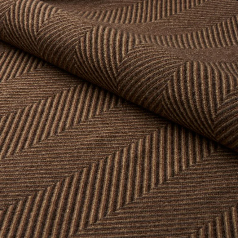 Schumacher 83271 Milo Wool Herringbone Espresso fabric swatch