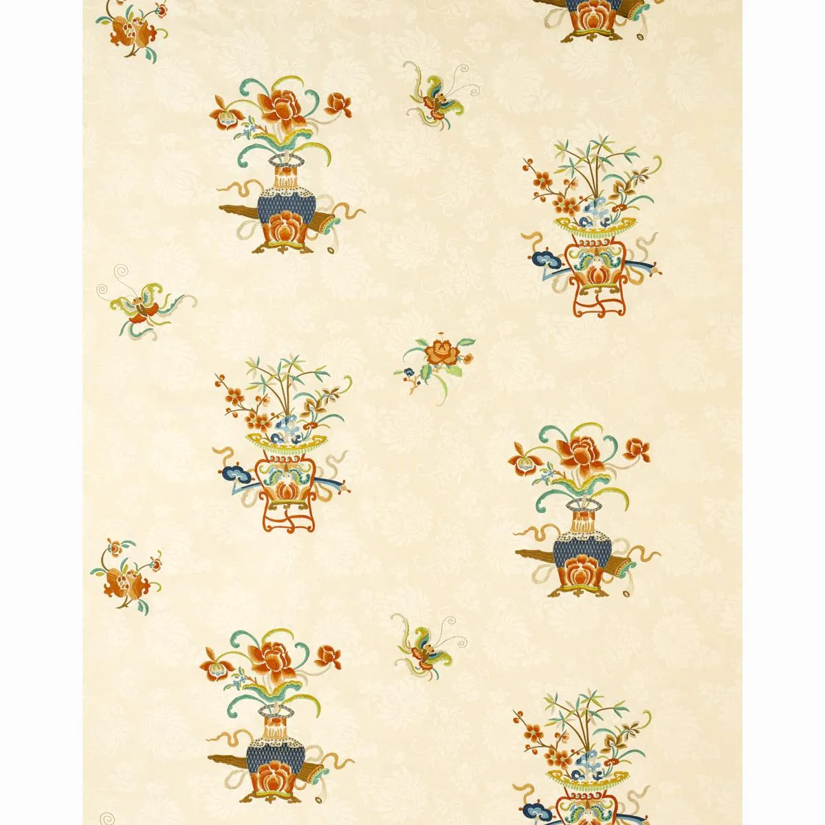 Schumacher 64420 Ming Embroidery Multi-Color fabric swatch