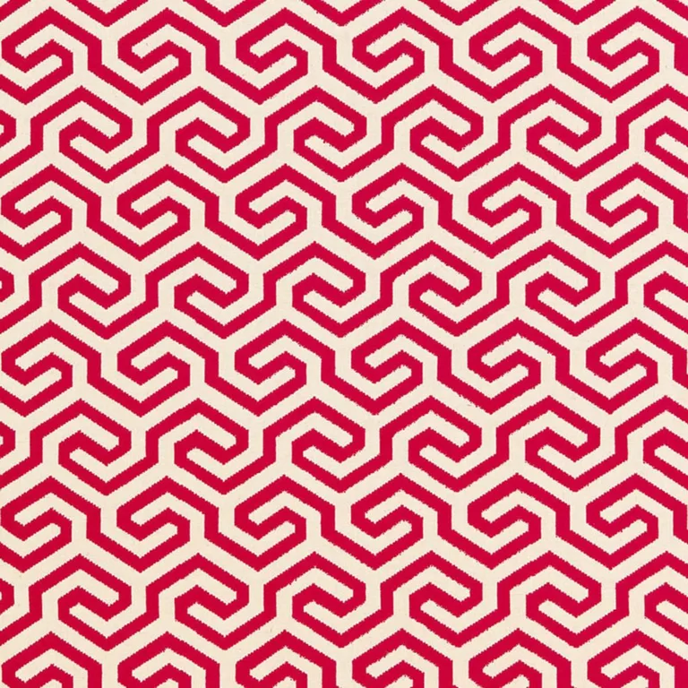 Schumacher 66880 Ming Fret Cerise fabric swatch