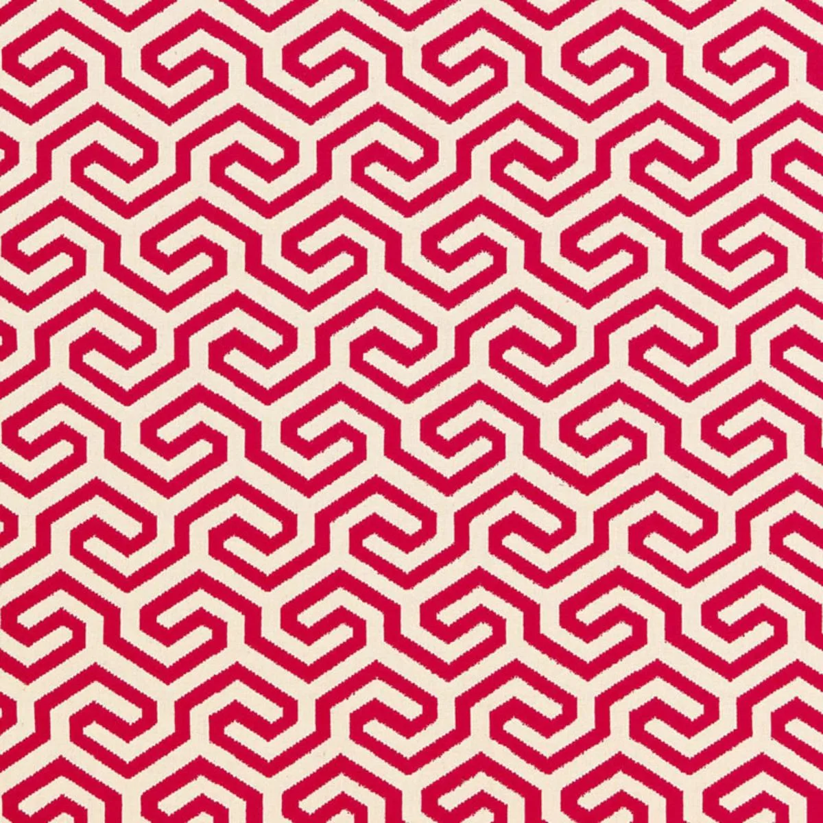 Schumacher 66880 Ming Fret Cerise fabric swatch