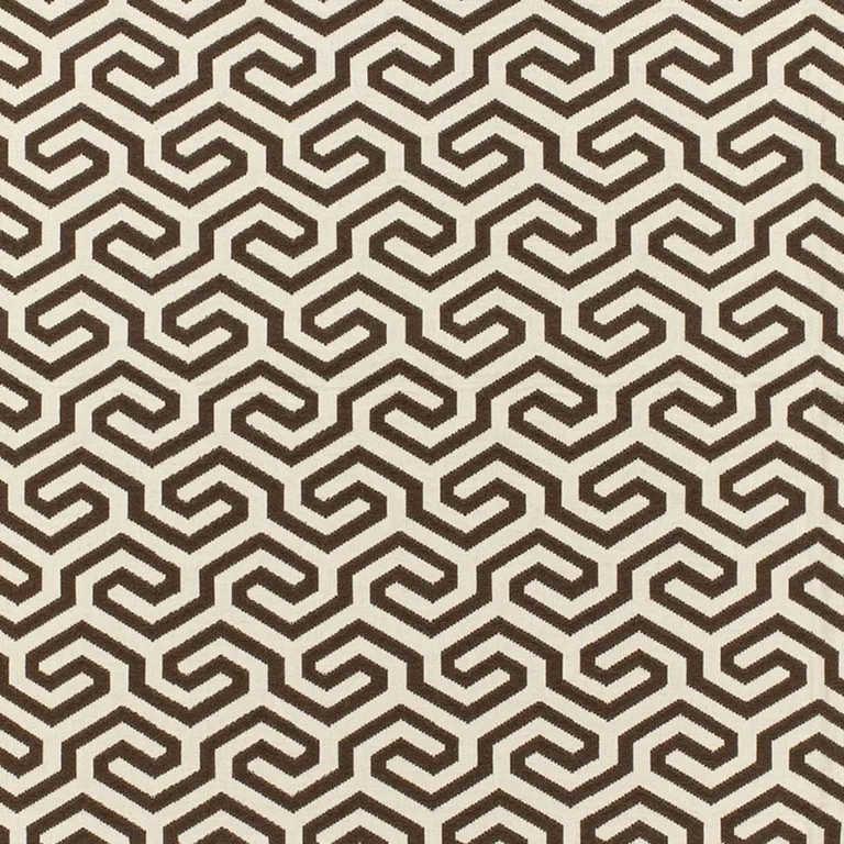 Schumacher 66885 Ming Fret Chocolate fabric swatch