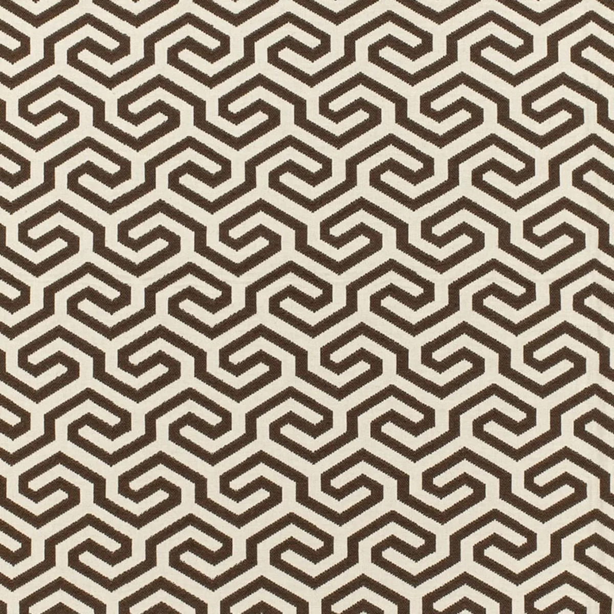 Schumacher 66885 Ming Fret Chocolate fabric swatch