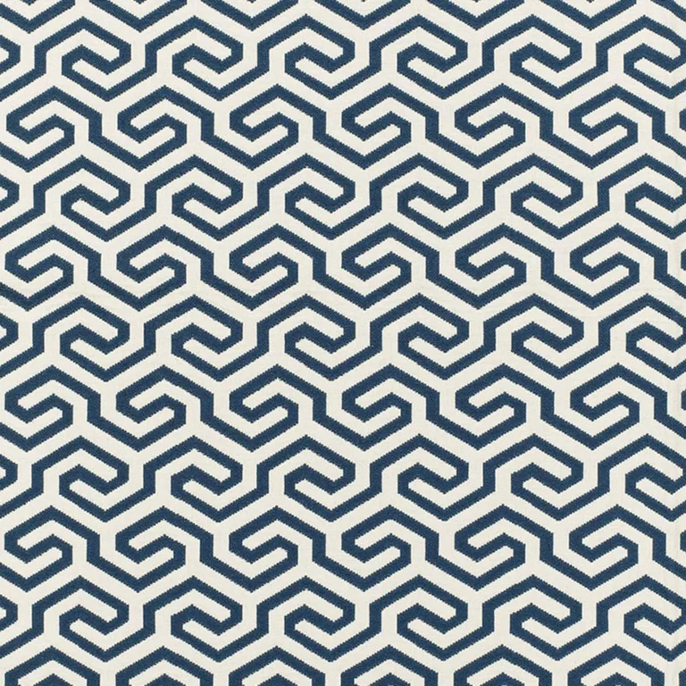 Schumacher 66884 Ming Fret Navy fabric swatch
