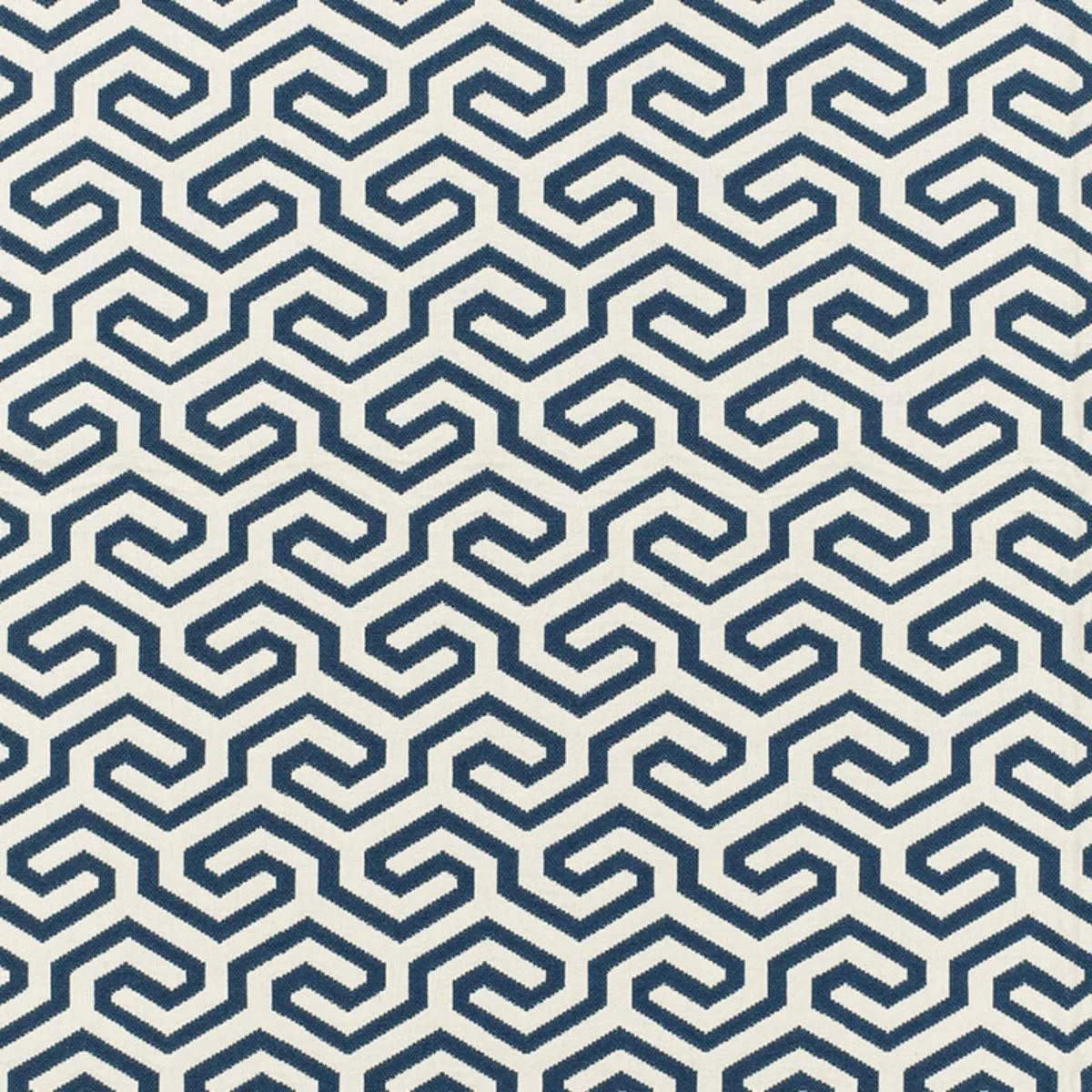 Schumacher 66884 Ming Fret Navy fabric swatch