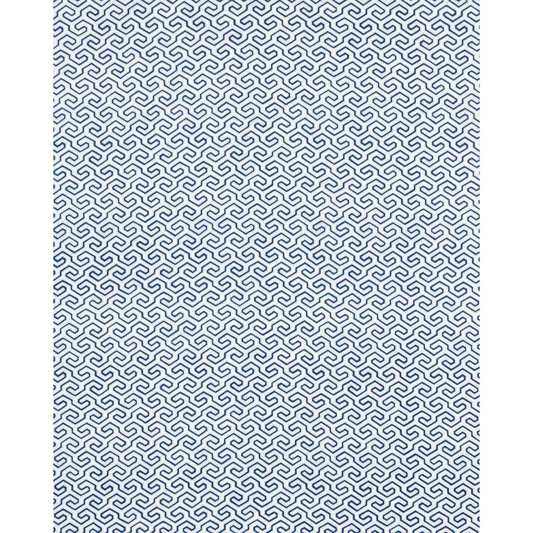 Schumacher 177280 Ming Fret Print Blue fabric swatch
