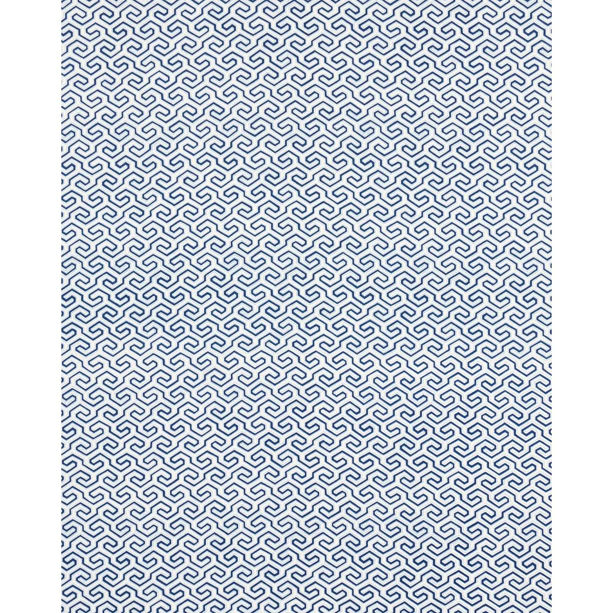 Schumacher 177280 Ming Fret Print Blue fabric swatch