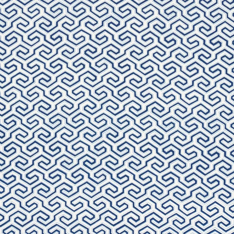 Schumacher 177280 Ming Fret Print Blue fabric swatch