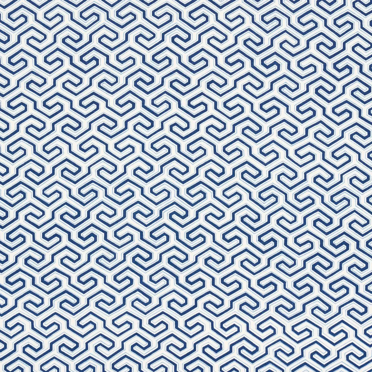 Schumacher 177280 Ming Fret Print Blue fabric swatch