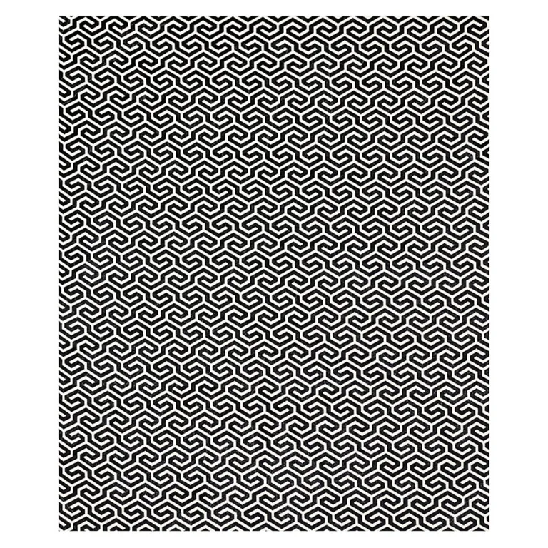 Schumacher 73107 Ming Fret Velvet Black fabric swatch