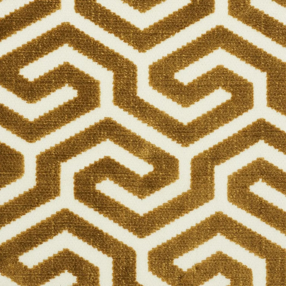 Schumacher 73102 Ming Fret Velvet Bronze fabric swatch