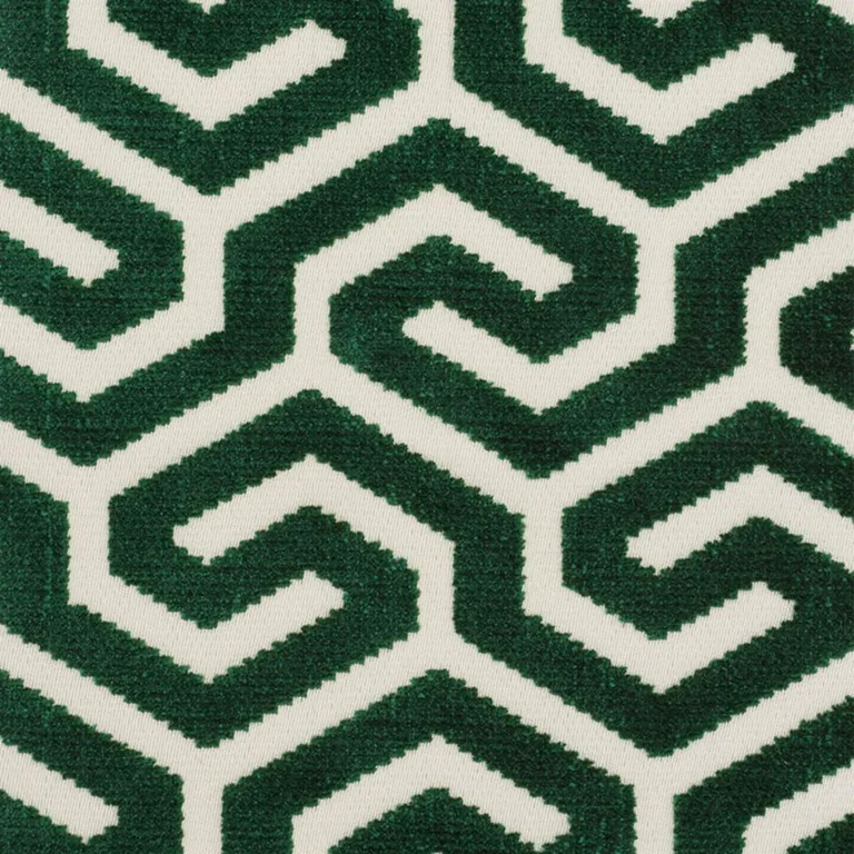 Schumacher 73103 Ming Fret Velvet Emerald fabric swatch