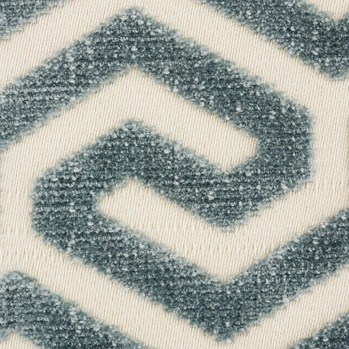 Schumacher 73100 Ming Fret Velvet Mineral fabric swatch