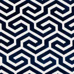 Schumacher 73106 Ming Fret Velvet Navy fabric swatch