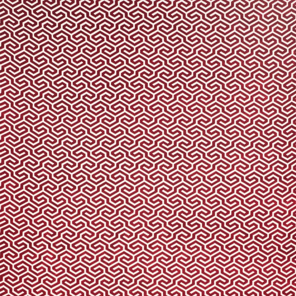 Schumacher 73105 Ming Fret Velvet Red fabric swatch