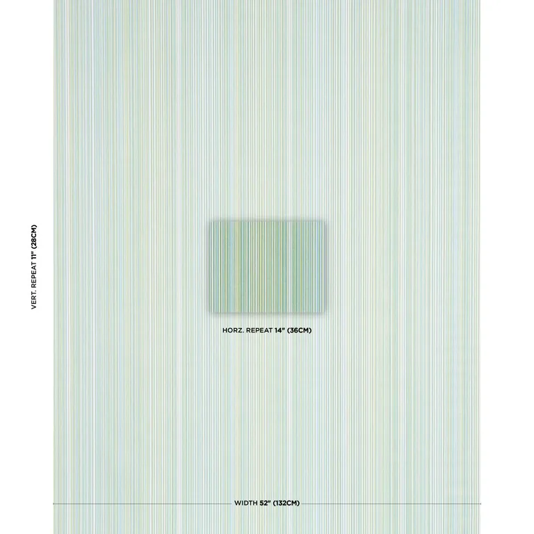 Schumacher 183761 Ministripe Green & Sky fabric swatch