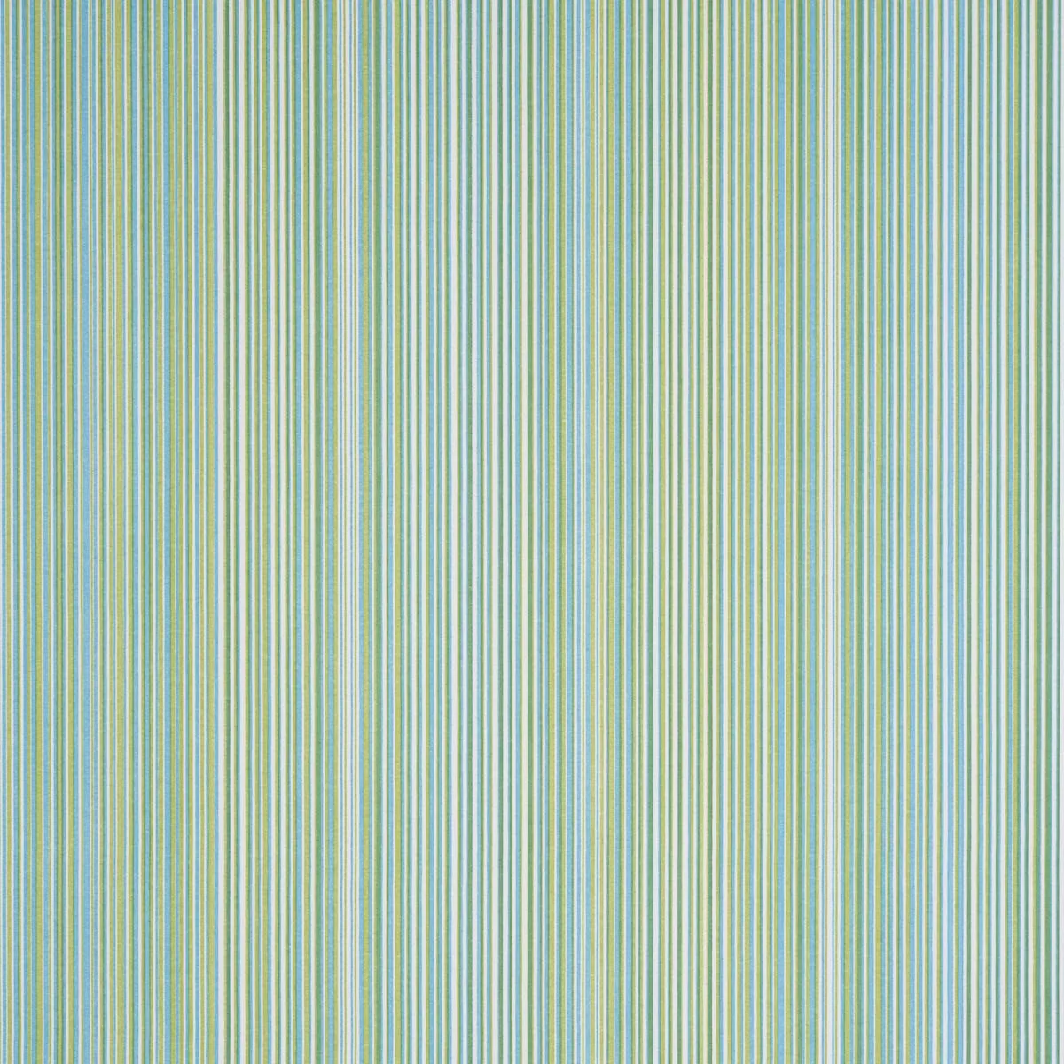Schumacher 183761 Ministripe Green & Sky fabric swatch