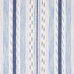 Schumacher 82110 Mirza Ikat Stripe Blue On Natural fabric swatch