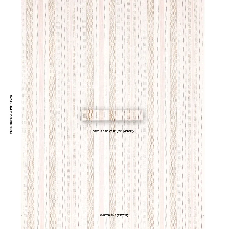 Schumacher 82111 Mirza Ikat Stripe Blush On Natural fabric swatch