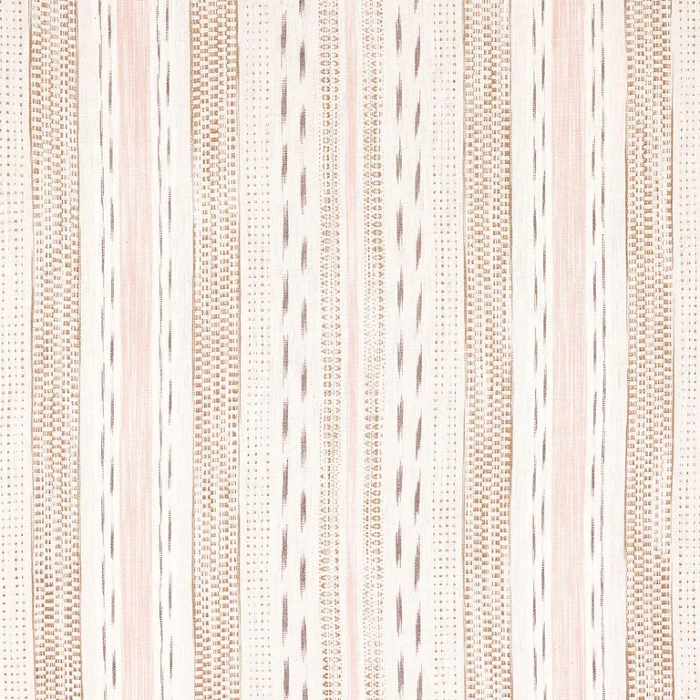 Schumacher 82111 Mirza Ikat Stripe Blush On Natural fabric swatch