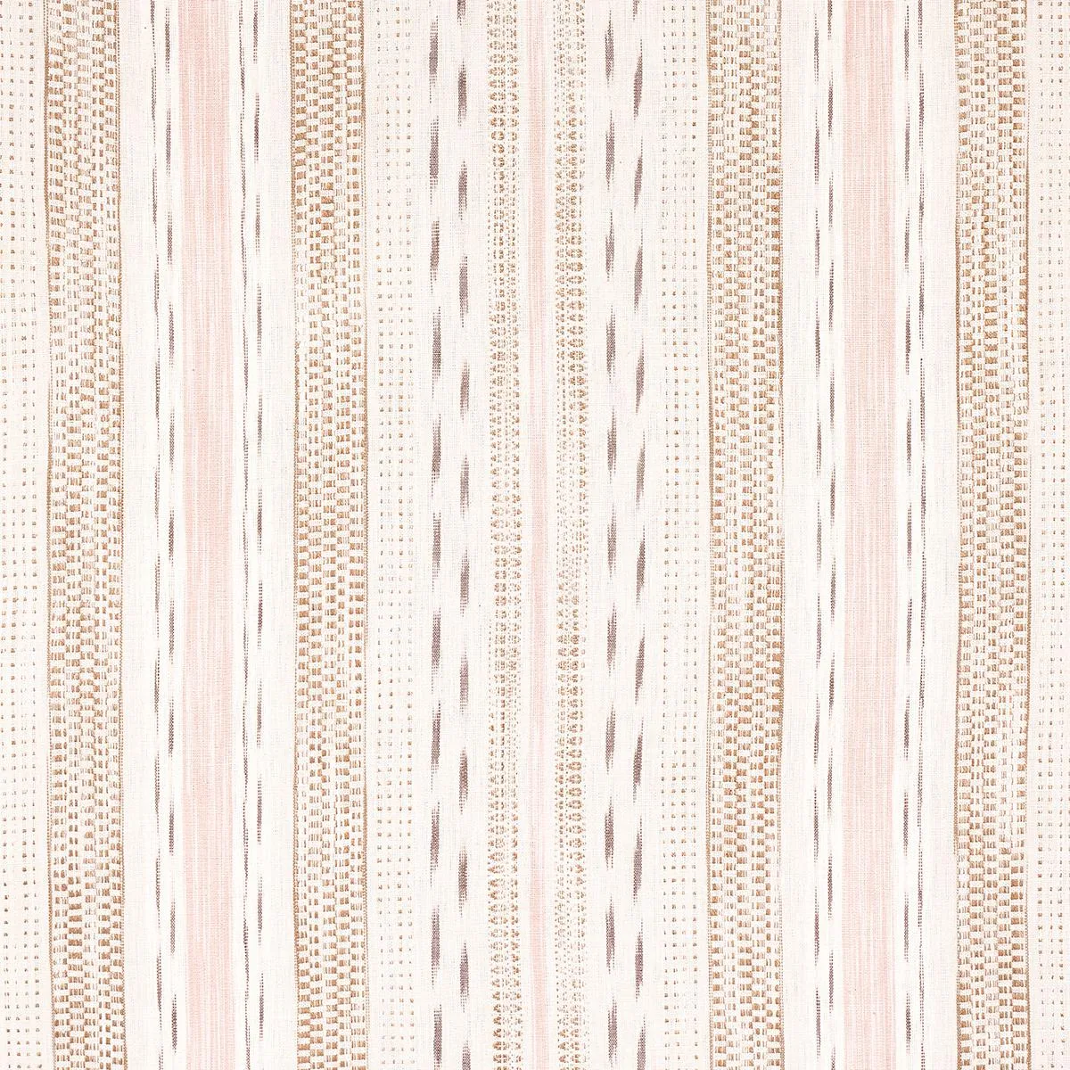 Schumacher 82111 Mirza Ikat Stripe Blush On Natural fabric swatch