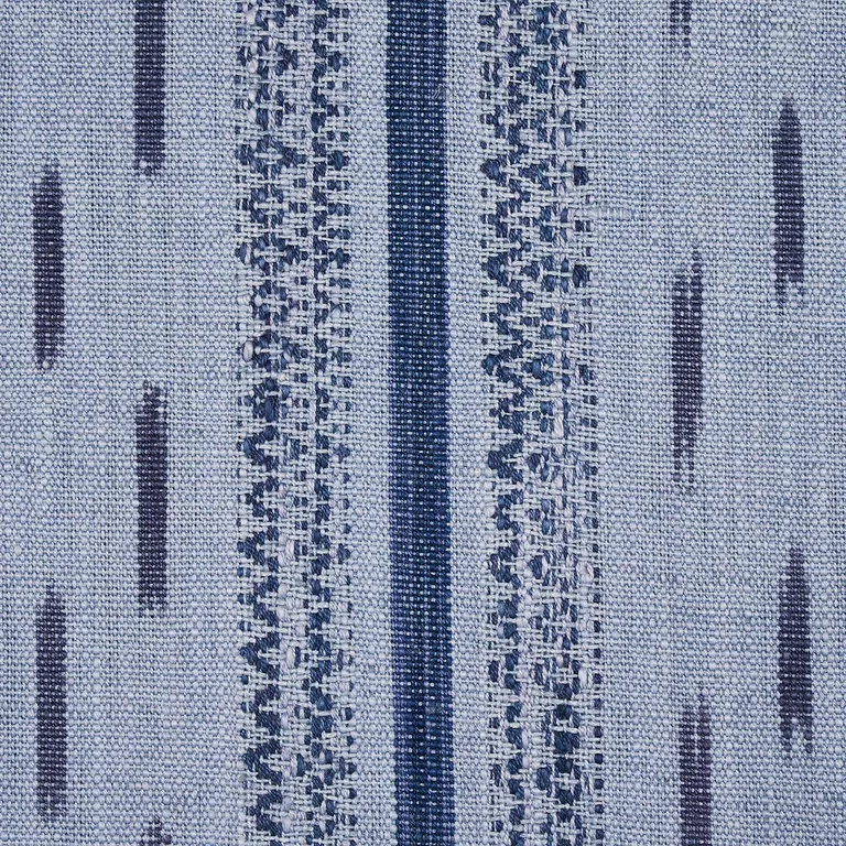 Schumacher 82112 Mirza Ikat Stripe Indigo On Chambray fabric swatch