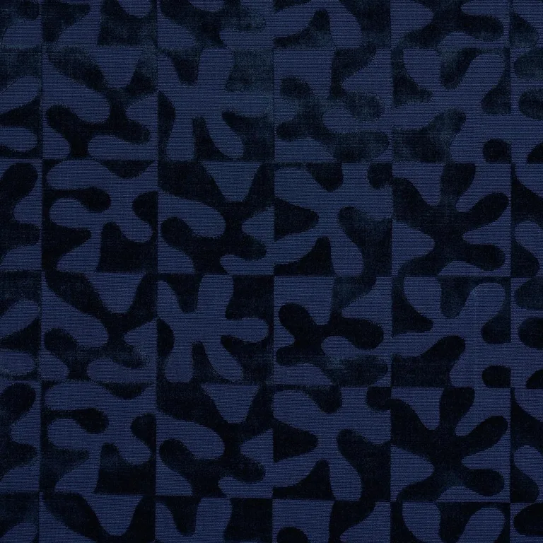 Schumacher 82992 Modern Dance Velvet Midnight Blue fabric swatch