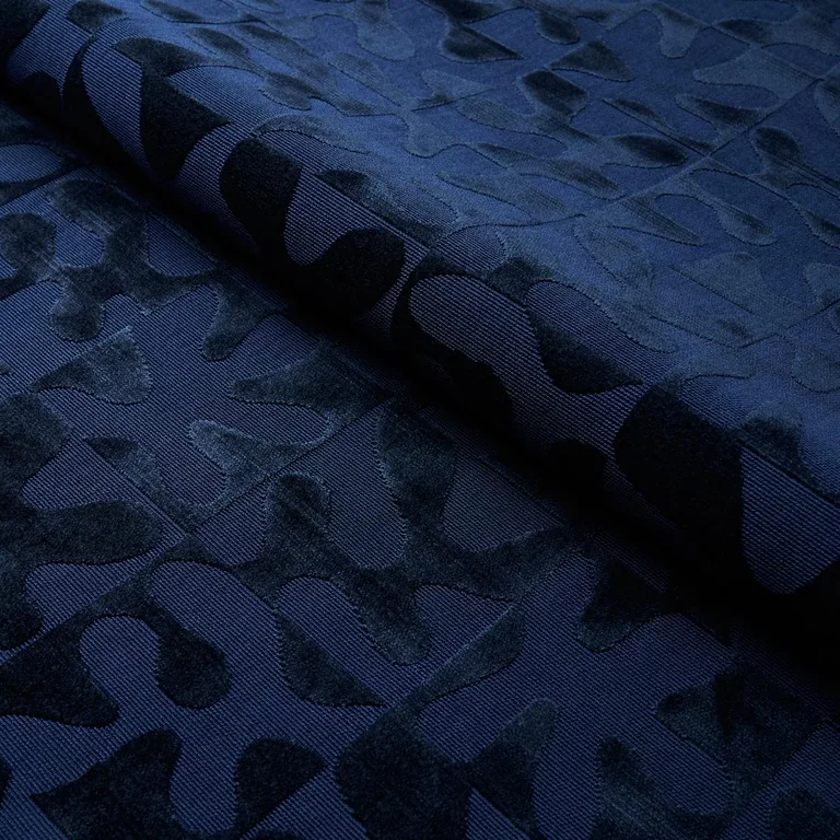 Schumacher 82992 Modern Dance Velvet Midnight Blue fabric swatch