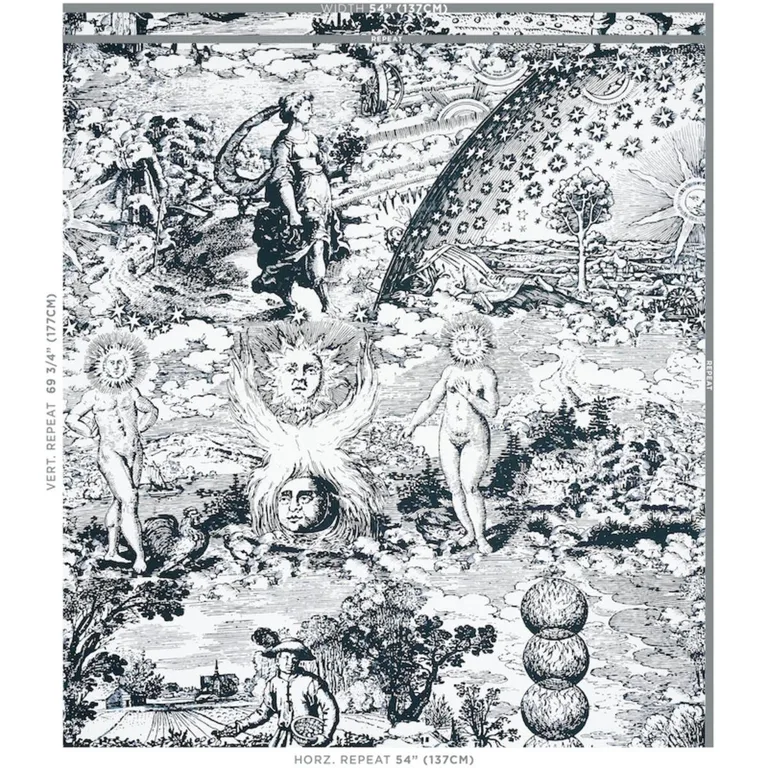 Schumacher 178621 Modern Toile Black fabric swatch