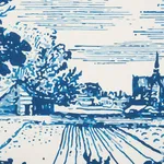 Schumacher 178620 Modern Toile Indigo fabric swatch