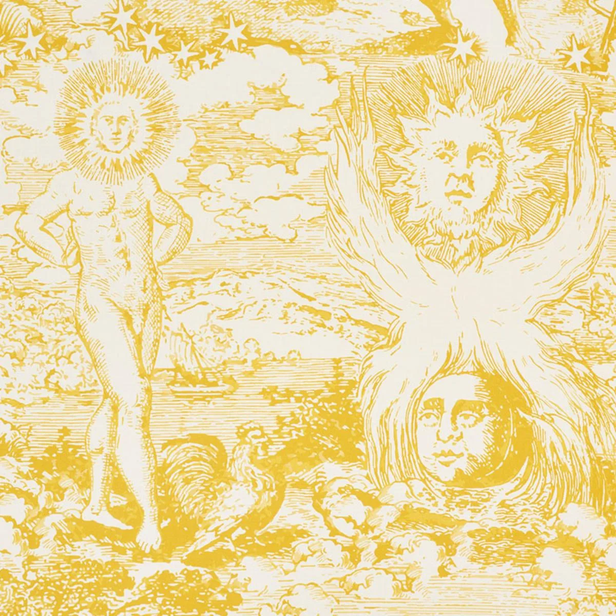 Schumacher 178622 Modern Toile Yellow fabric swatch