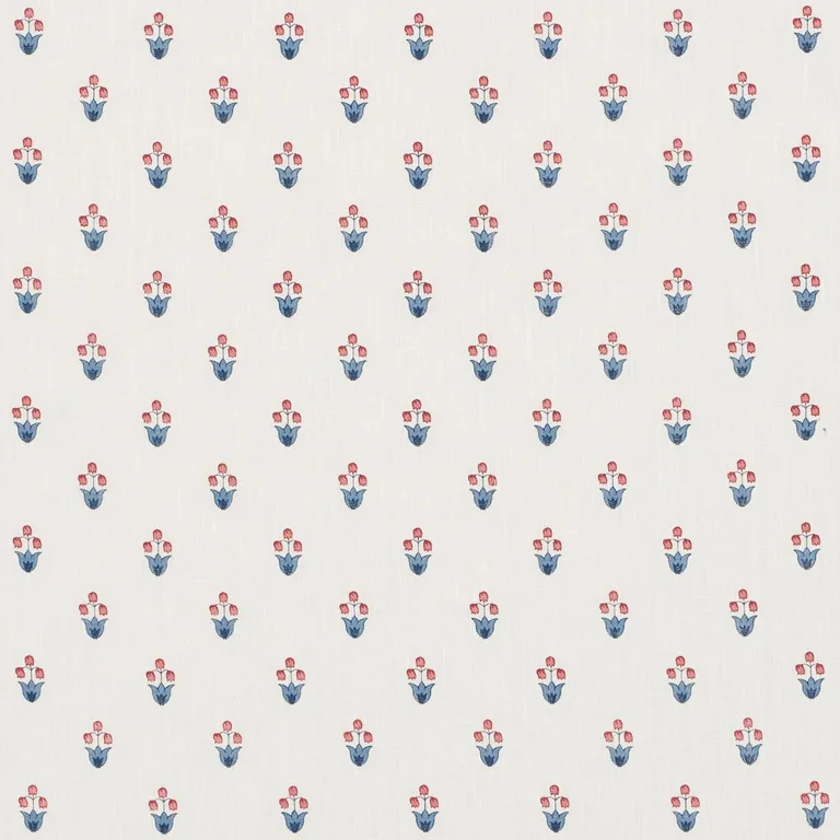 Schumacher 182722 Moira Hand Print Blue & Red fabric swatch