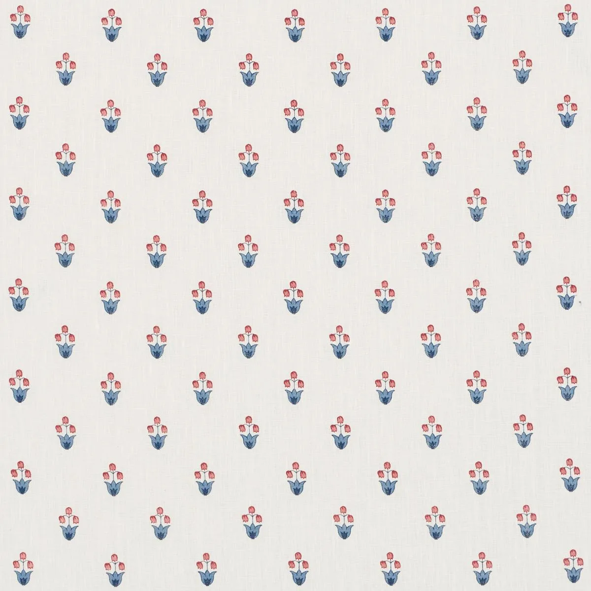 Schumacher 182722 Moira Hand Print Blue & Red fabric swatch