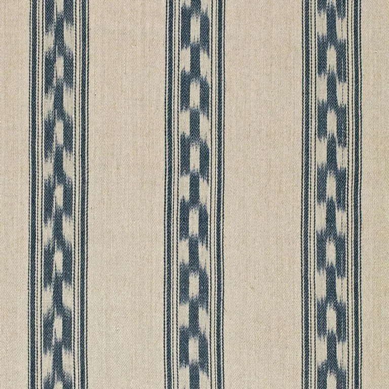 Schumacher 67511 Mojave Ikat Stripe Indigo fabric swatch