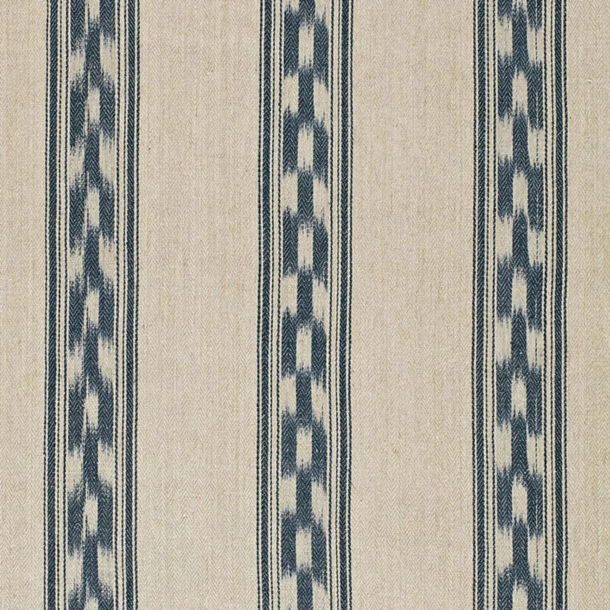 Schumacher 67511 Mojave Ikat Stripe Indigo fabric swatch