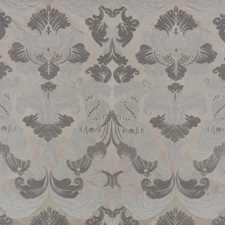 Schumacher 71470 Molveno Damasco Pewter fabric swatch