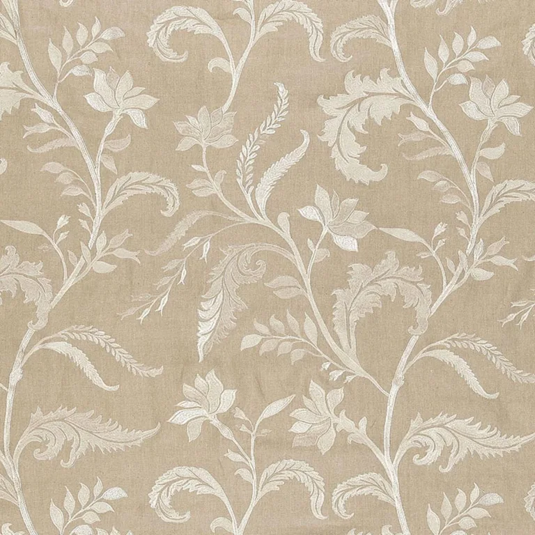 Schumacher 65131 Monceau Linen Embroidery Greige fabric swatch
