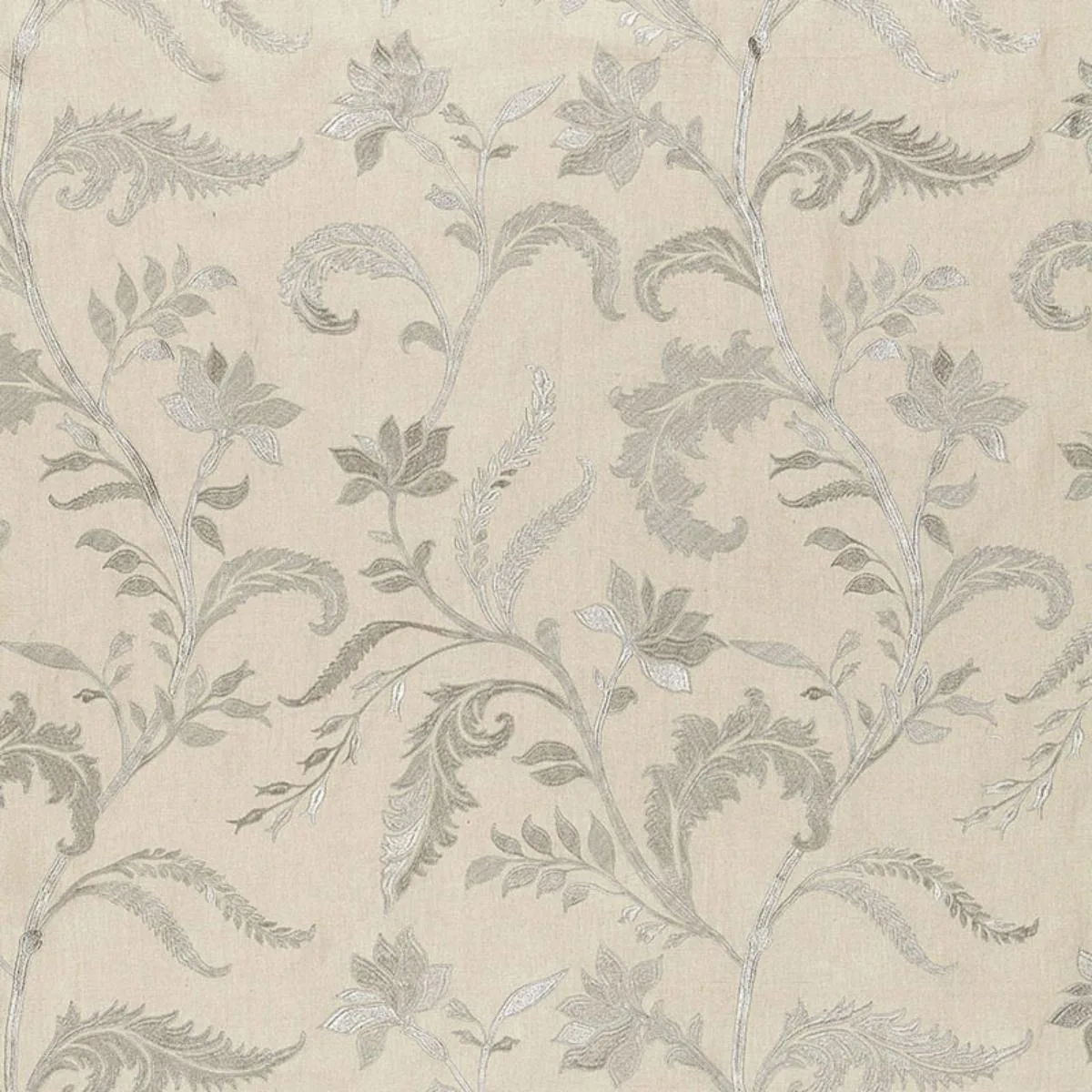 Schumacher 65130 Monceau Linen Embroidery Zinc fabric swatch