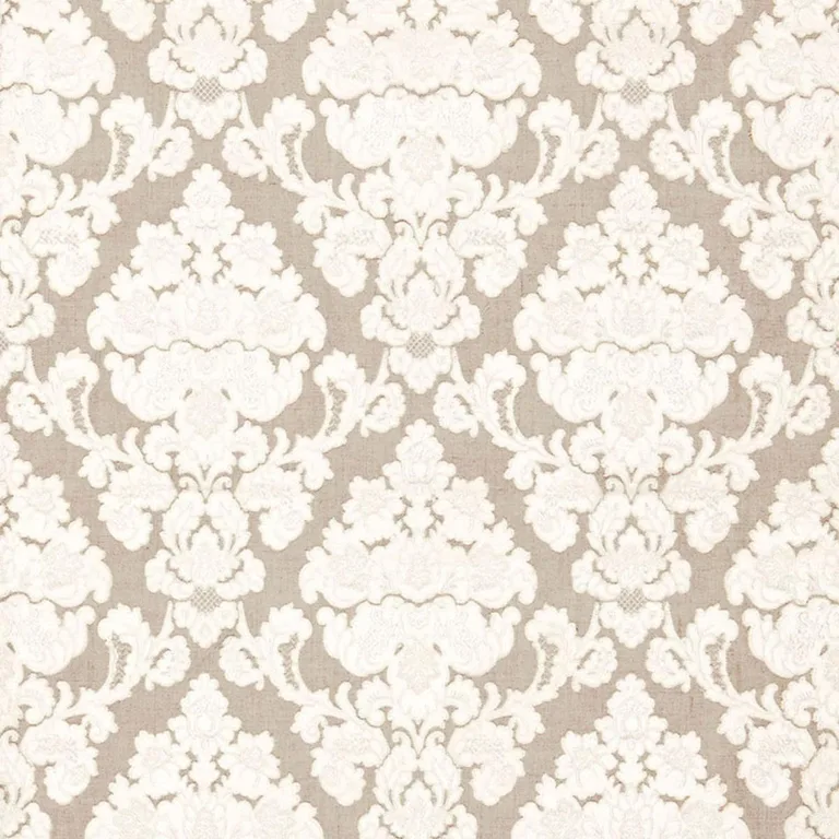 Schumacher 66590 Montalcino Appliqué Damask Linen fabric swatch
