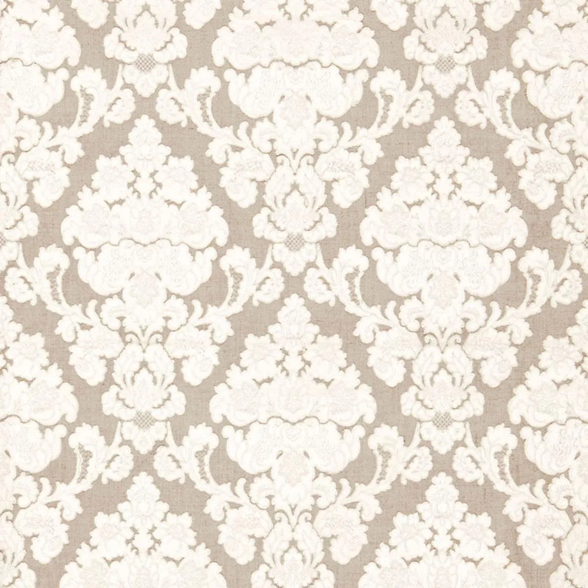 Schumacher 66590 Montalcino Appliqué Damask Linen fabric swatch