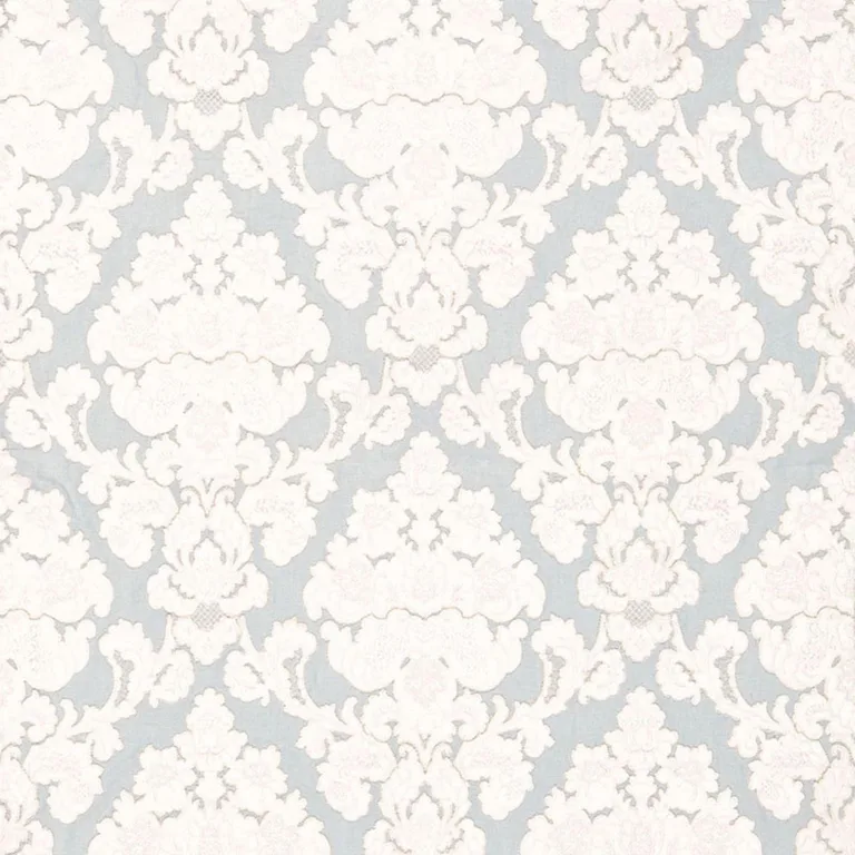 Schumacher 66591 Montalcino Appliqué Damask Robin's Egg fabric swatch