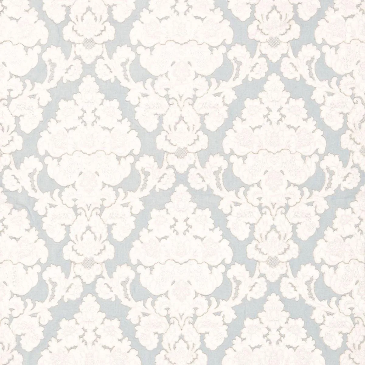 Schumacher 66591 Montalcino Appliqué Damask Robin's Egg fabric swatch
