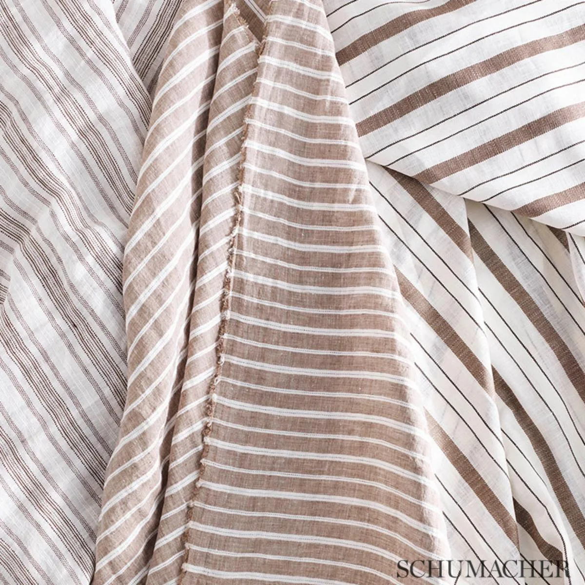 Schumacher 70011 Montallegro Linen Sheer Chocolate fabric swatch