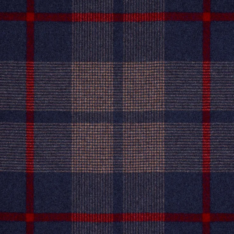 Schumacher 66663 Montana Wool Plaid Navy fabric swatch