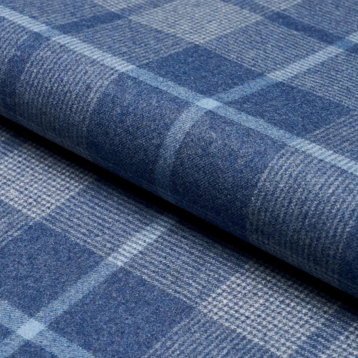 Schumacher 66668 Montana Wool Plaid Slate fabric swatch