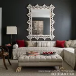 Schumacher 65171 Montauban Stripe Nickel / Greige fabric swatch
