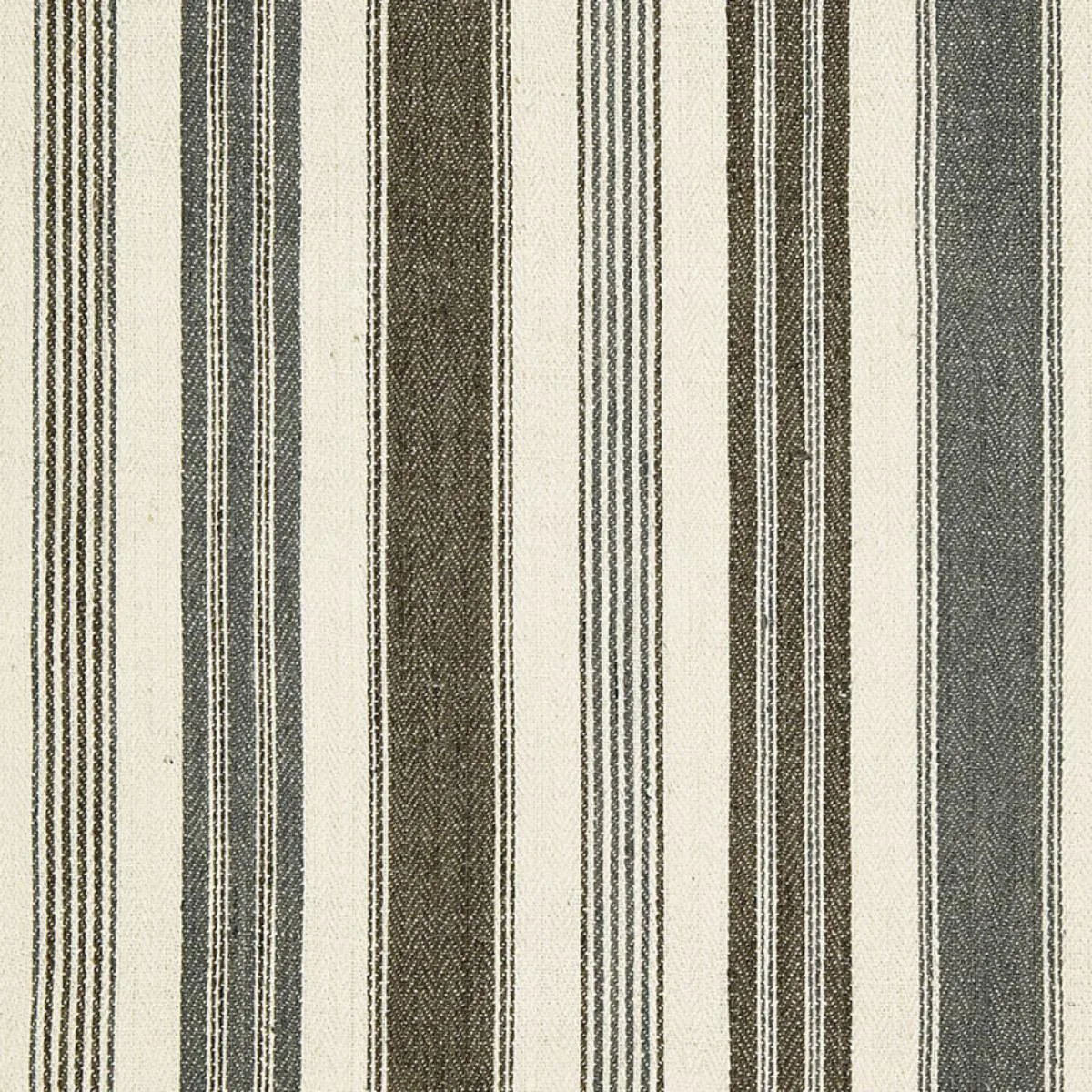 Schumacher 65171 Montauban Stripe Nickel / Greige fabric swatch