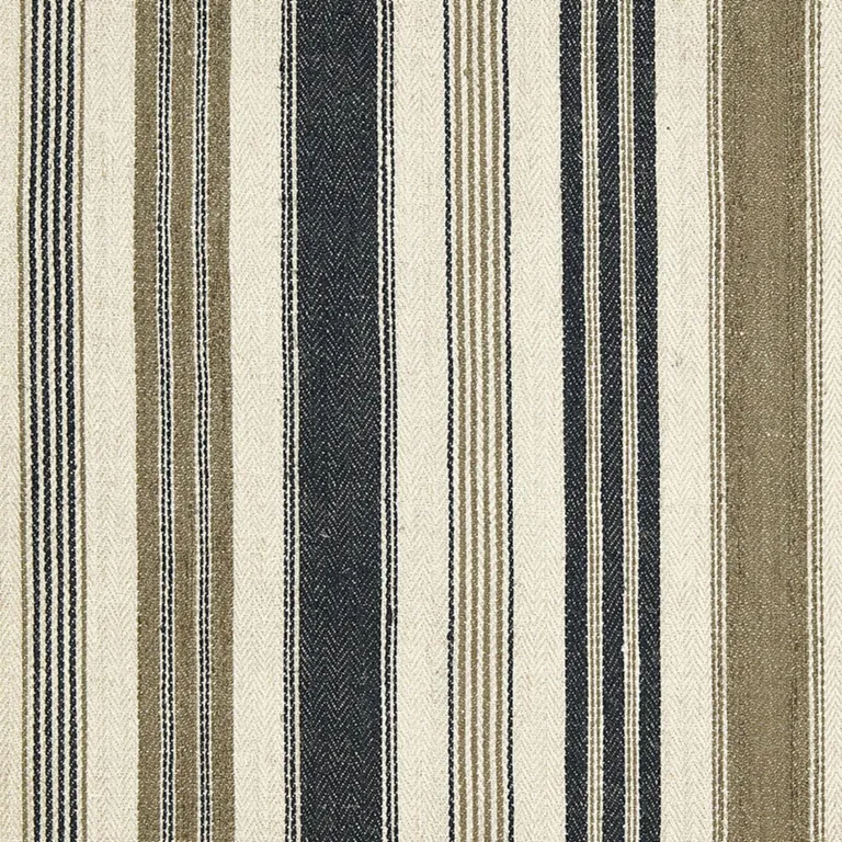 Schumacher 65172 Montauban Stripe Noir / Tobacco fabric swatch